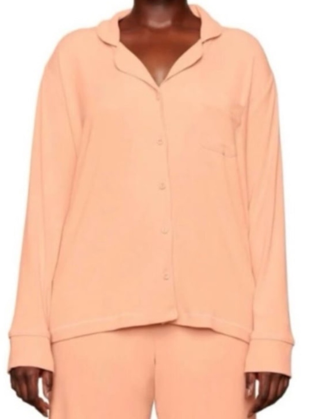 SKIMS NWT Soft Lounge Sleep Button Down Top in Peach 2X - Picture 6 of 7